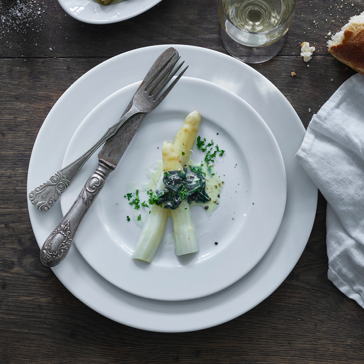 Pillivuyt Sancerre tallerken flat 24 cm hvit