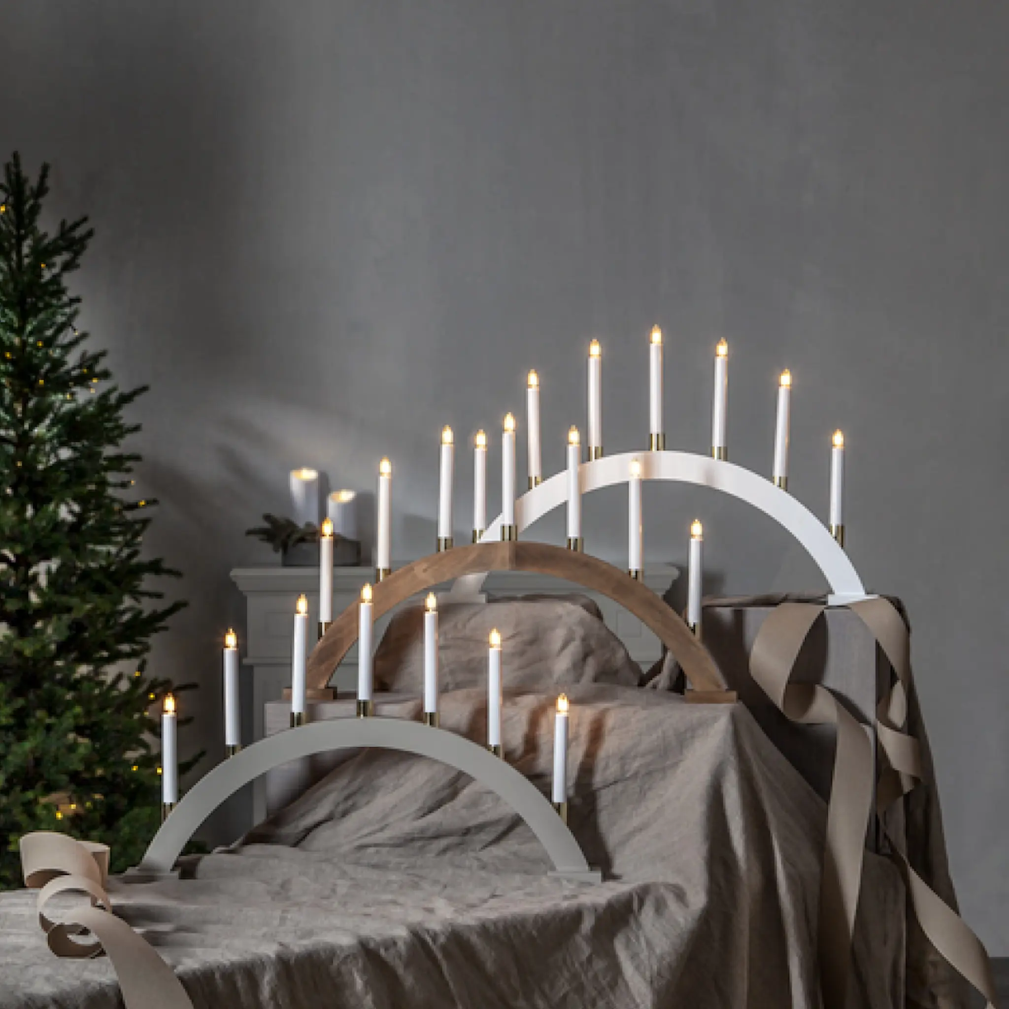 Star Trading Gillian båge adventsljusstake 7 ljus trä
