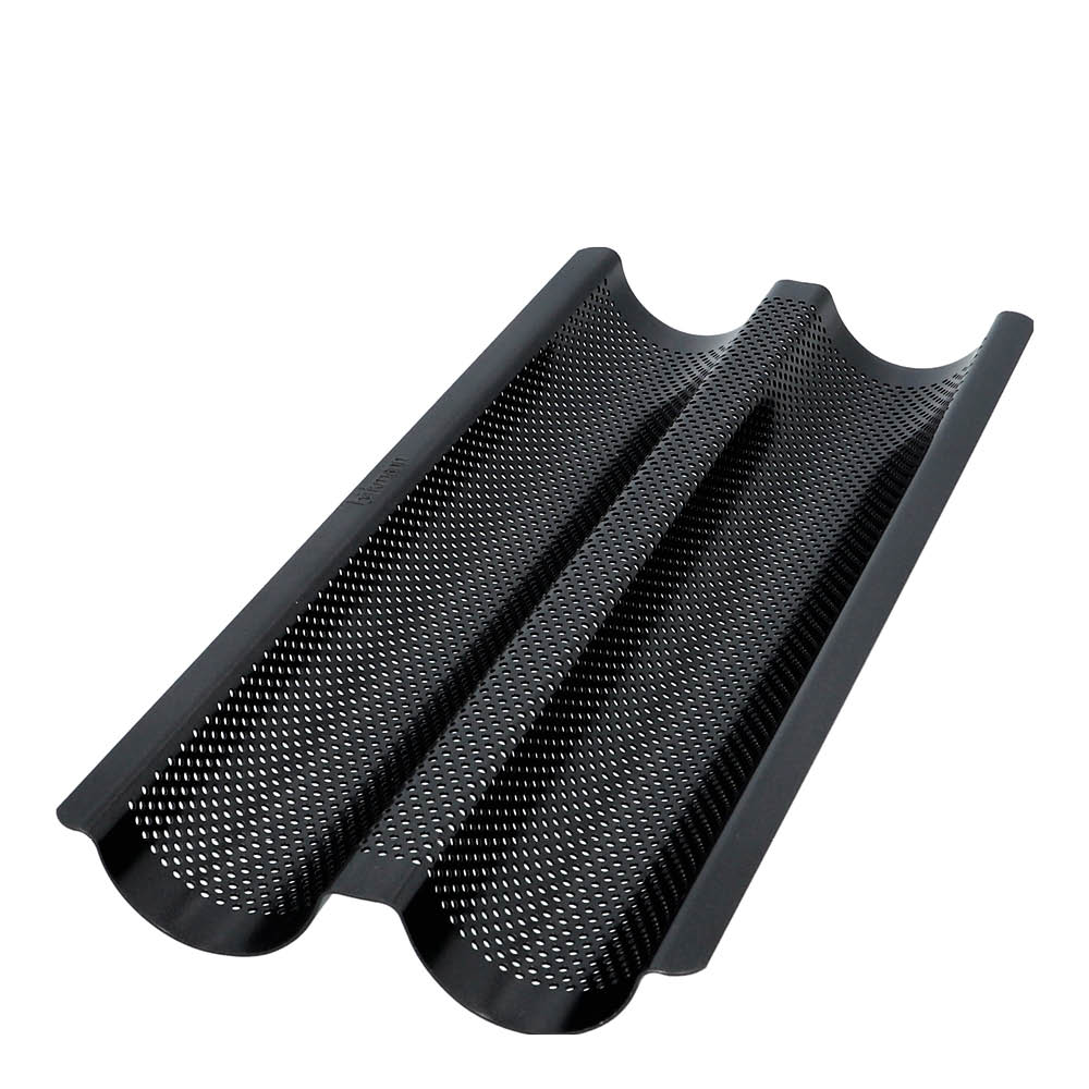 Birkmann Bread Buddies baguettform for 2 stk perforert 36x16 cm svart