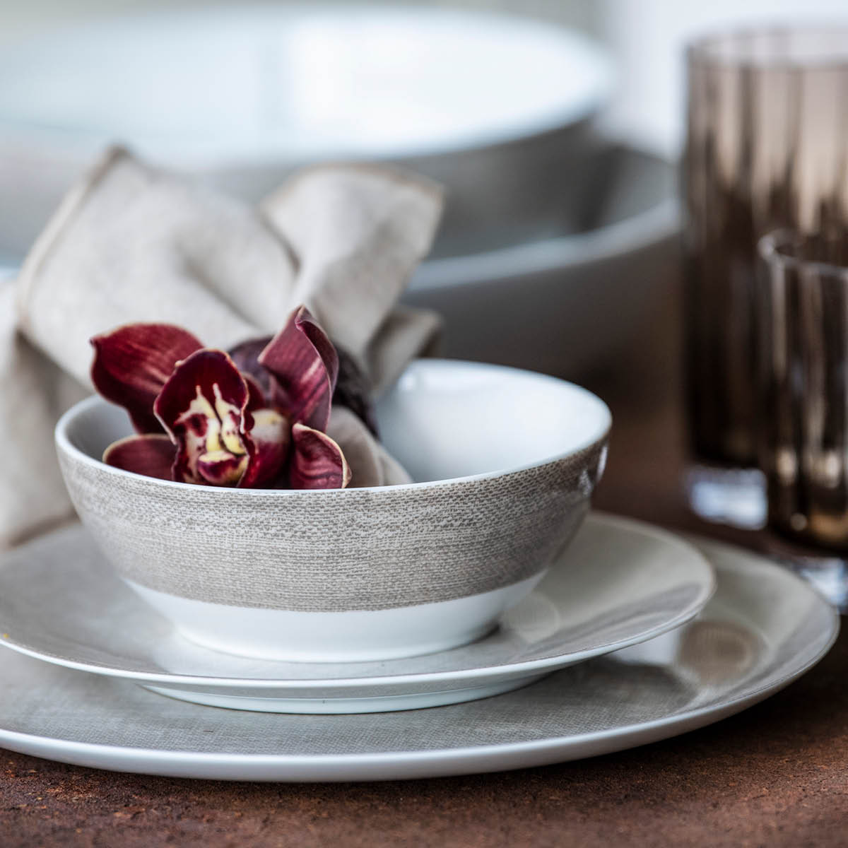 Magnor Linen Skål 23 cm Beige