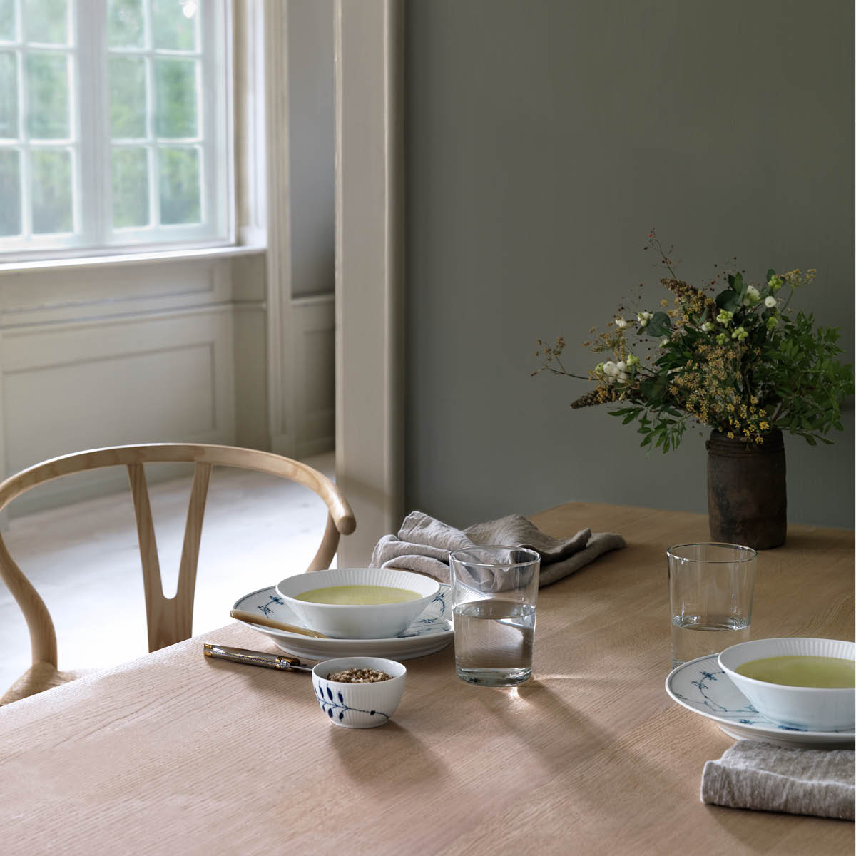 Royal Copenhagen Hvit Riflet dyp tallerken 17 cm