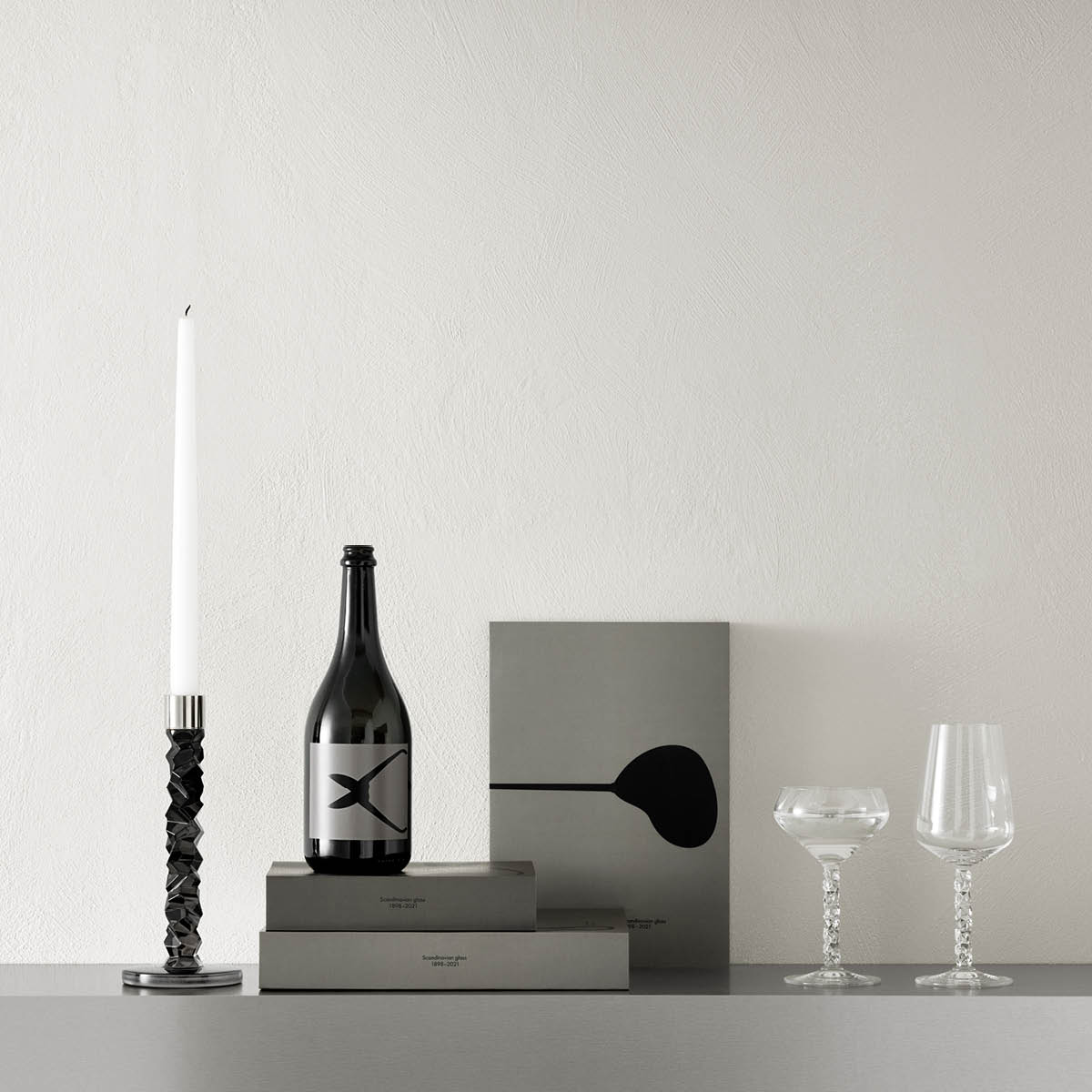 Orrefors Carat Ljusstake 24,2 cm 2-pack Antracit
