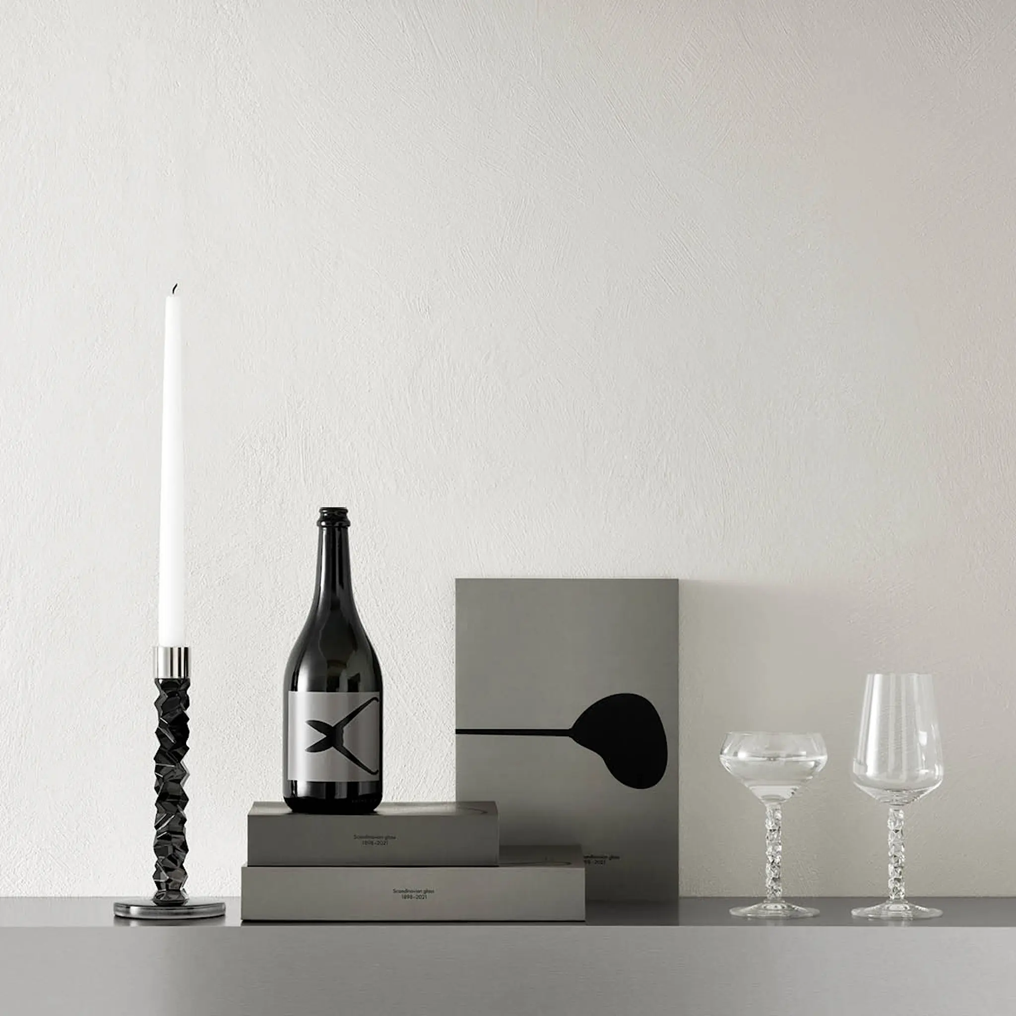 Orrefors Carat Kynttilänjalka 24,2 cm 2 kpl Antrasiitti