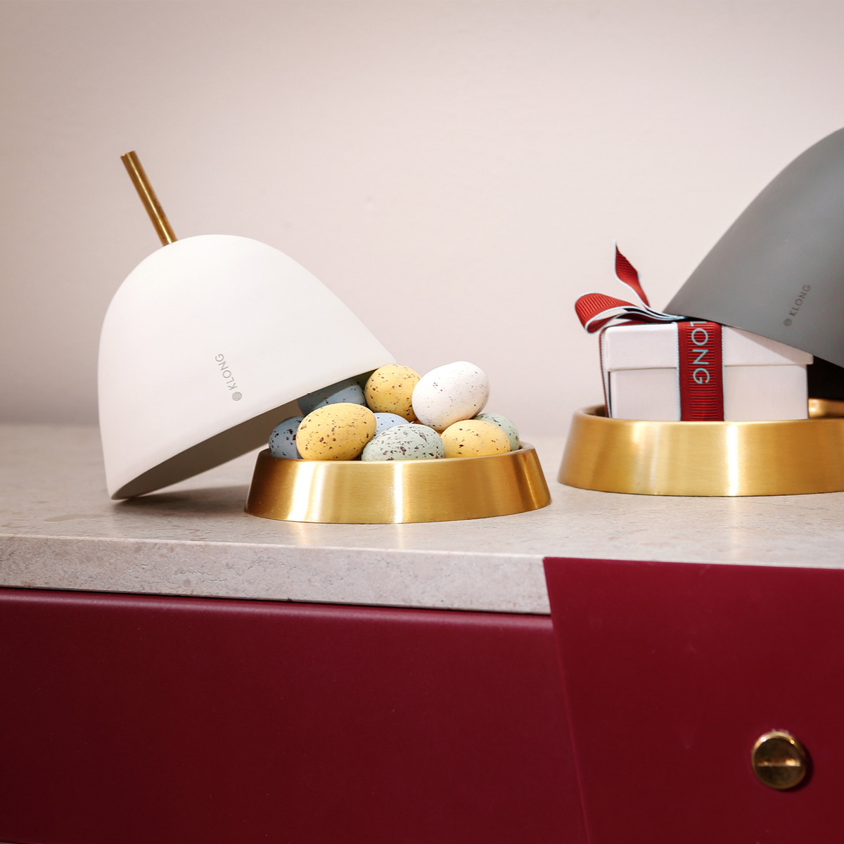 Klong Gömma Tarjoiluastia 10 cm Valkoinen/Messinki