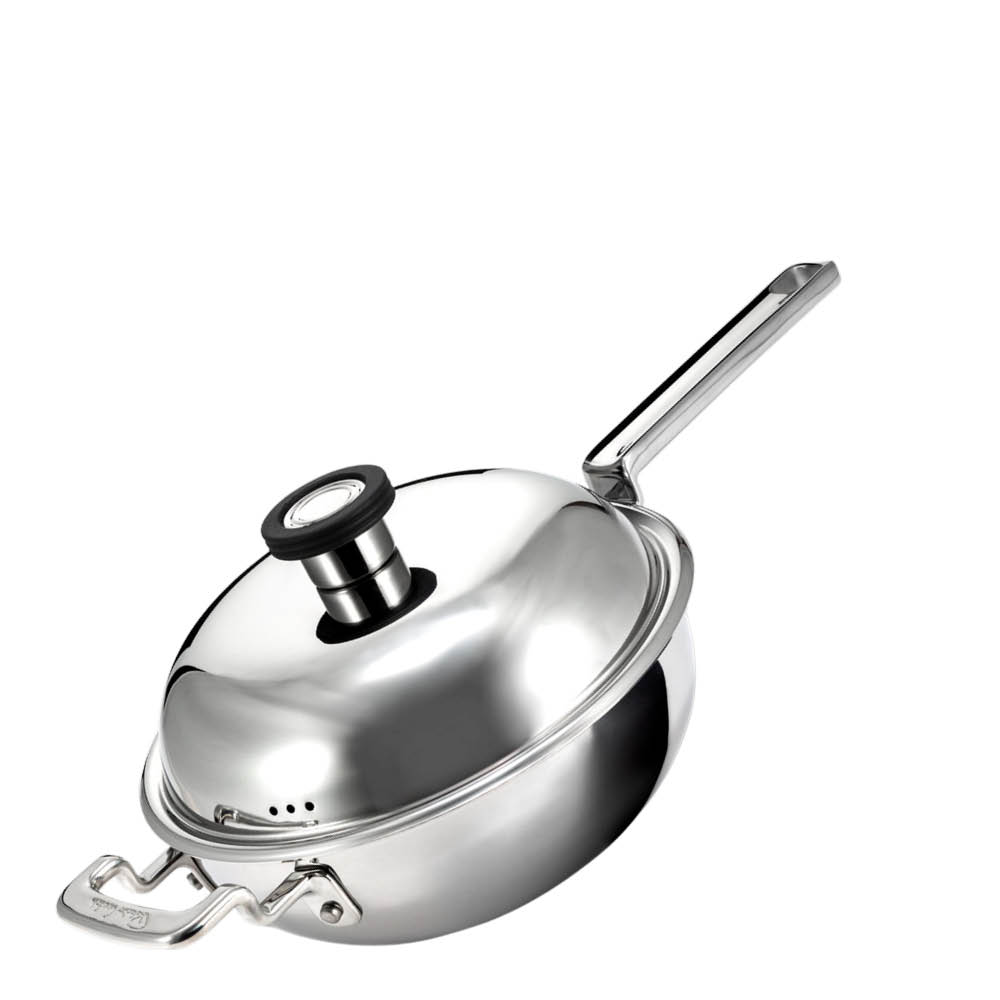Robert Welch 316 wokpanne med lokk 22 cm rustfritt stål