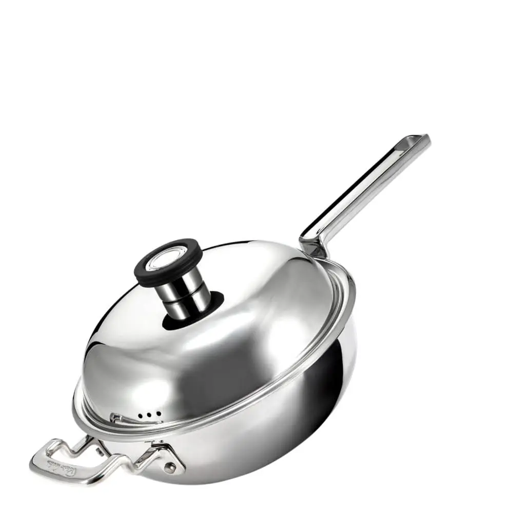 316 wokpanne med lokk 22 cm rustfritt stål