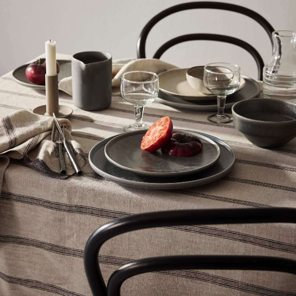 Tell Me More Thea duk 145x330 beige/denim stripe