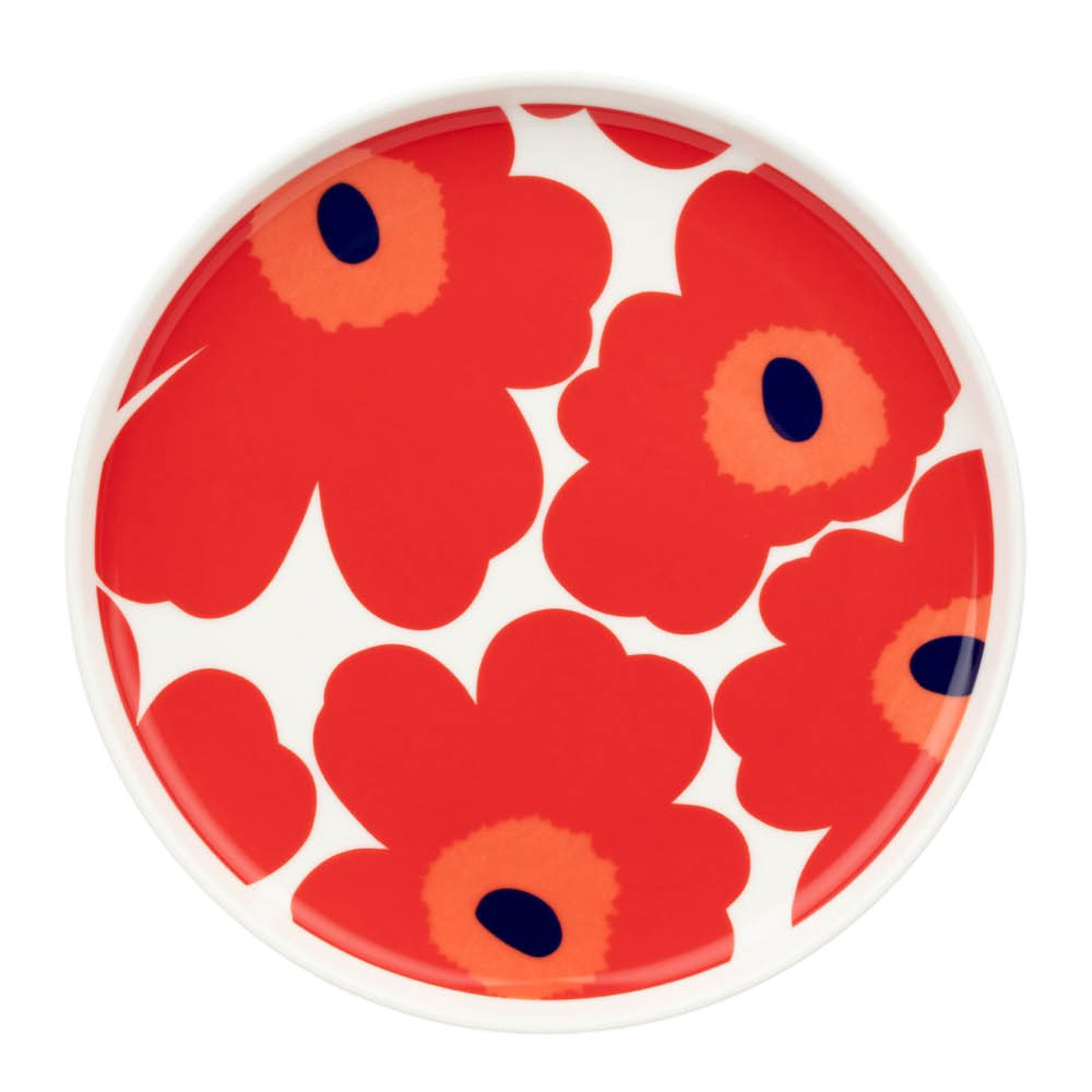 Marimekko - Oiva / Unikko Lautanen 20 cm Valkoinen/Punainen/Sininen