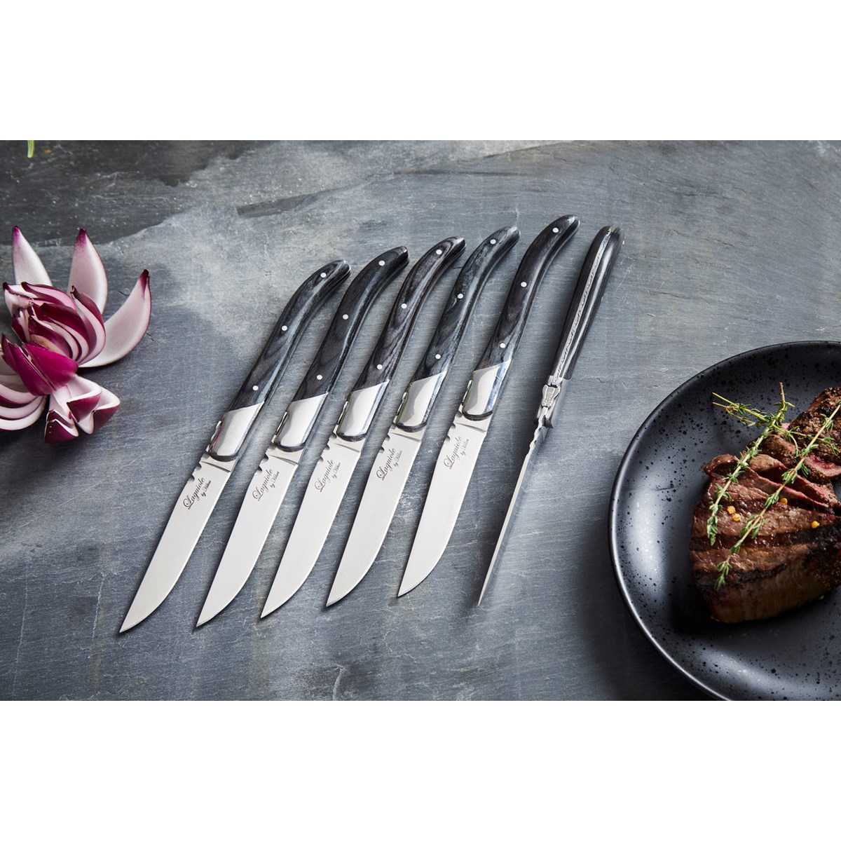 Laguiole by Hâws Biffkniv 6 deler svart tre