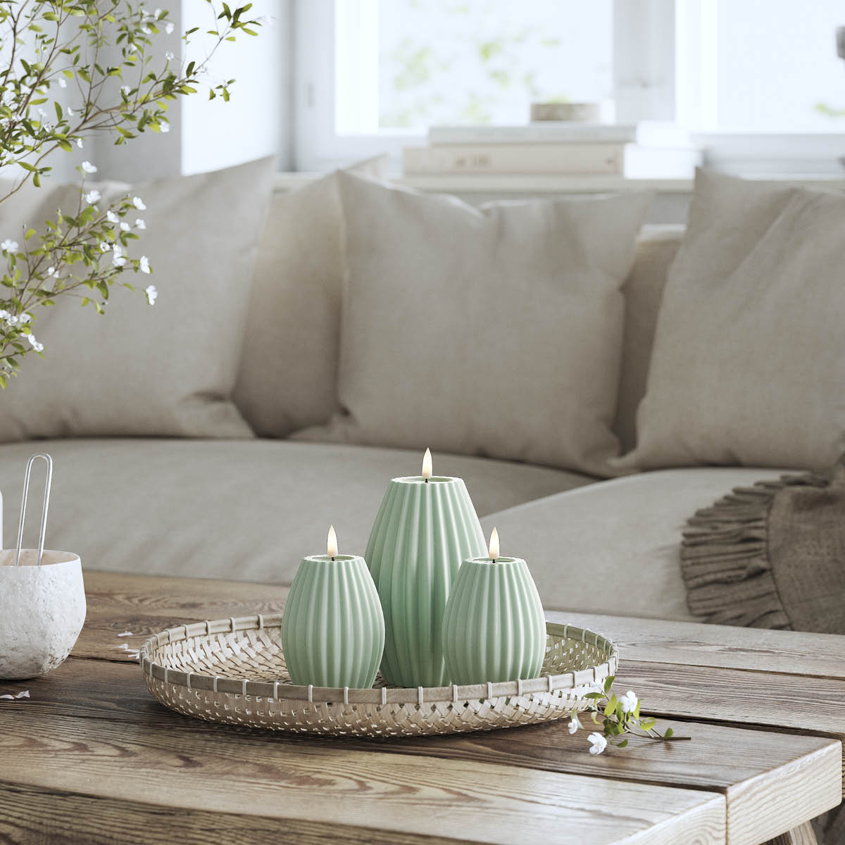 DeluxeHomeart LED rillelys 10 x 15 cm salvie grønn