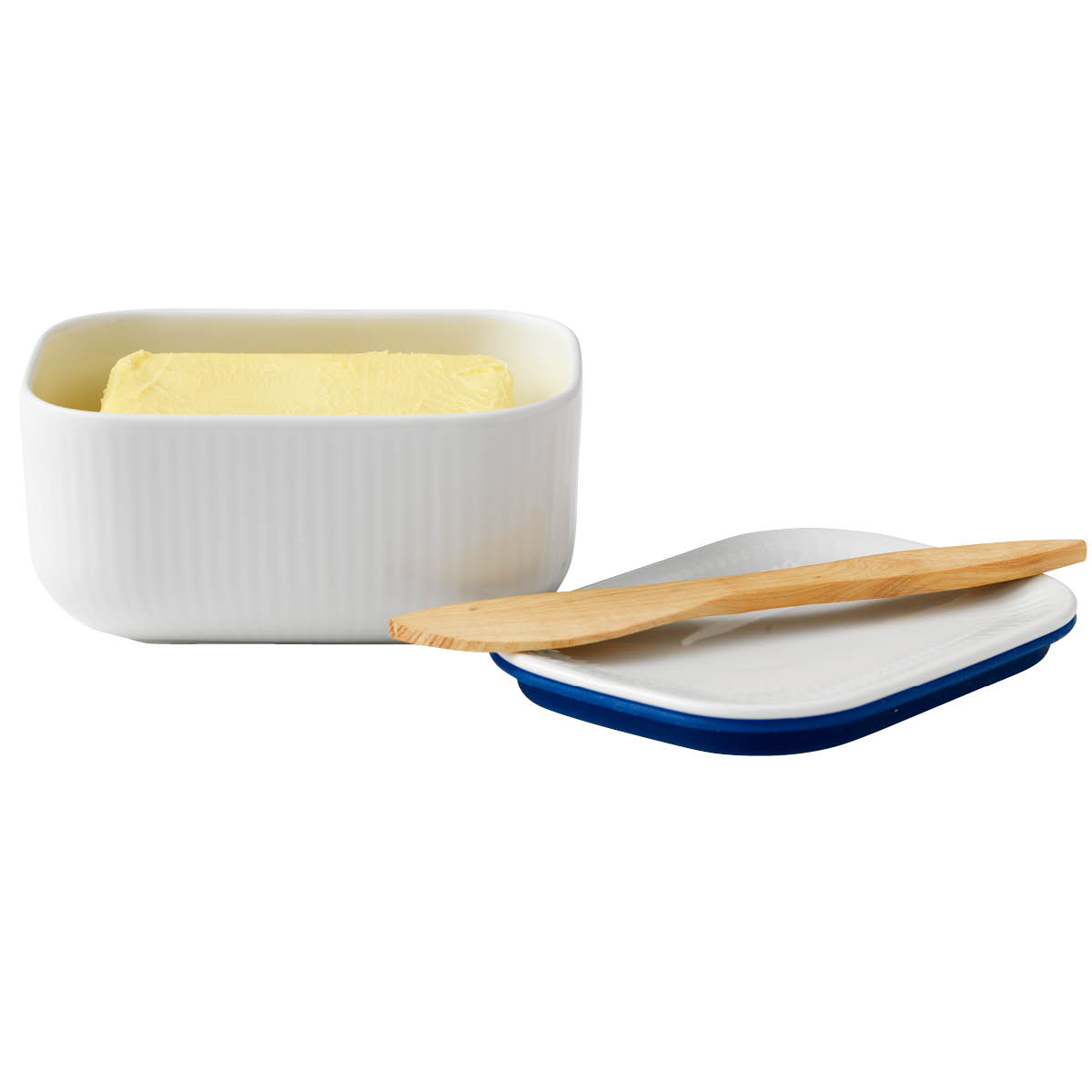 Royal Copenhagen White Fluted Smörask med lock 42 cl