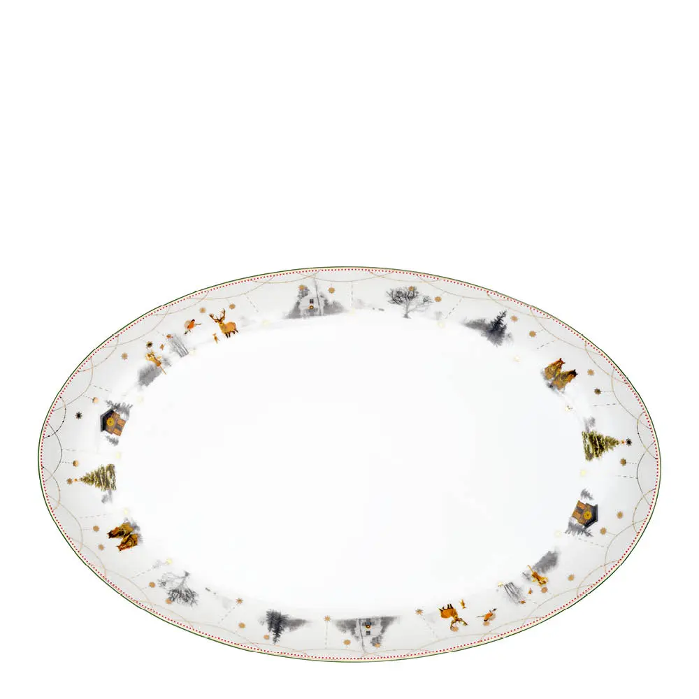 Julemorgen Story ovalt serveringsfat 39x24 cm multi