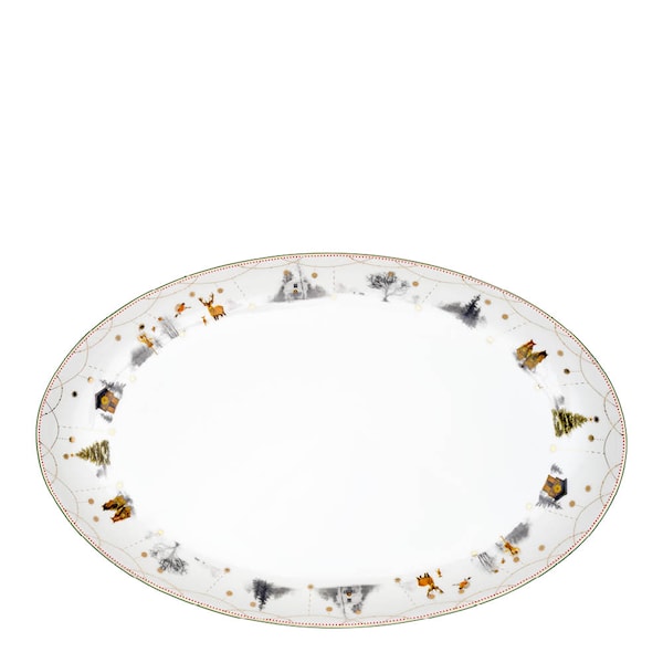 Julemorgen Story ovalt serveringsfat 39x24 cm multi
