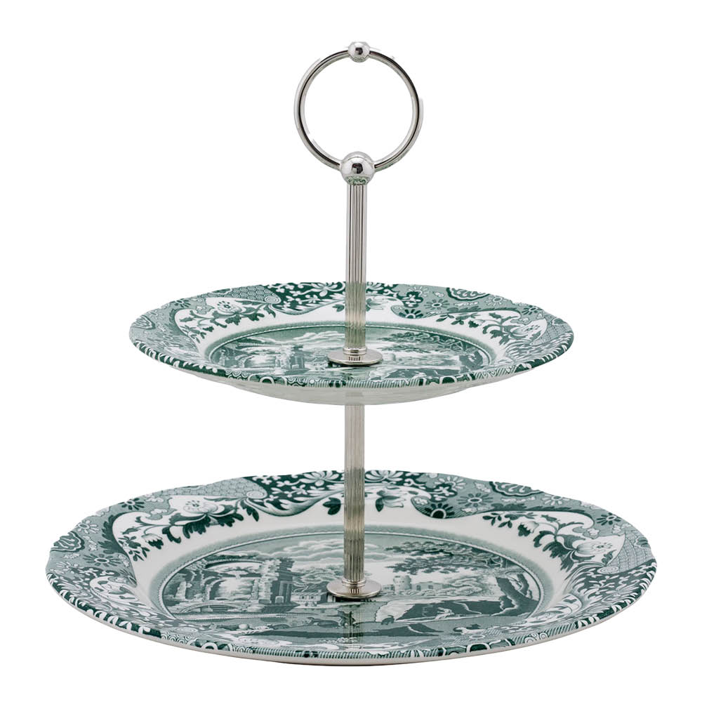 Spode Heritage Green Italian etasjefat med to plan 23,5x27 cm