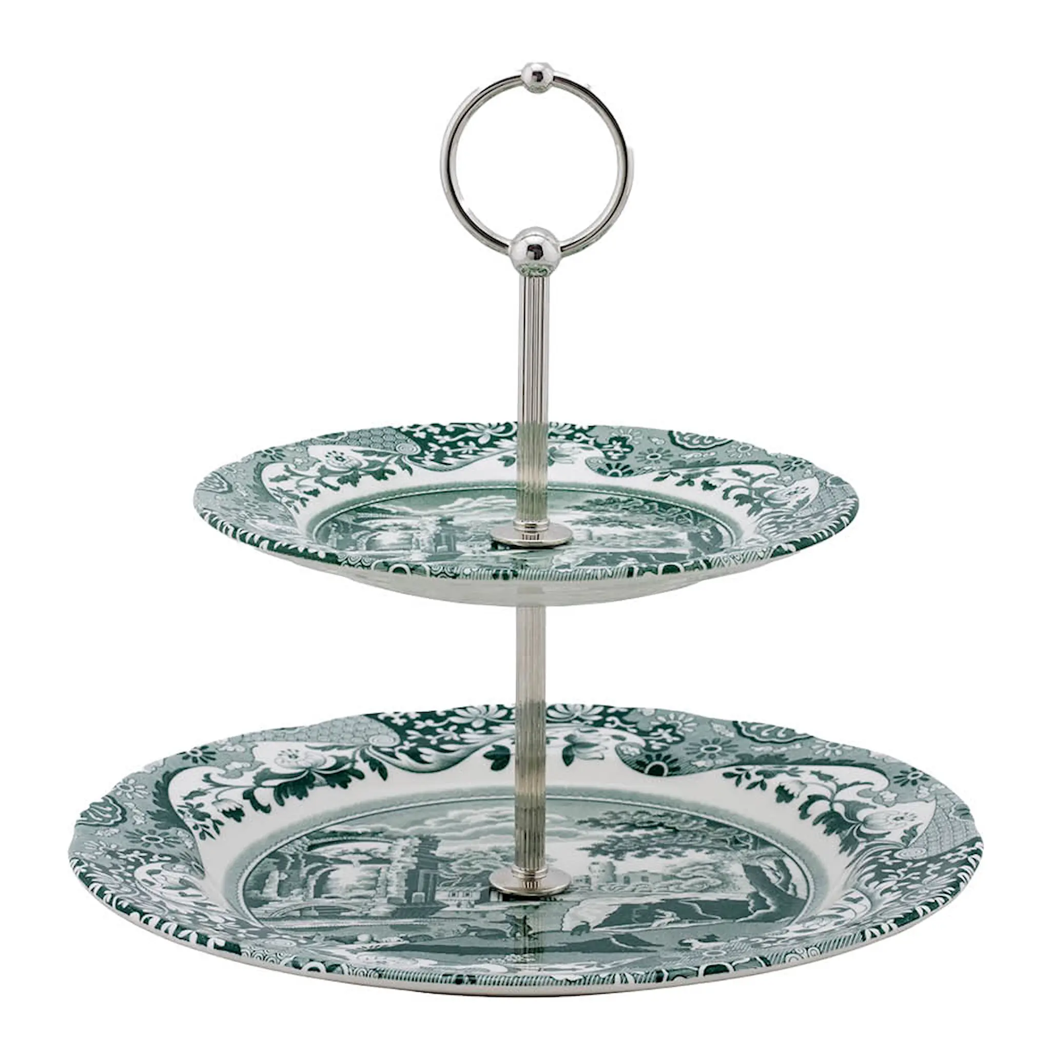 Spode Heritage Green Italian våningsfat 2 våningar 23,5 cm grön/vit