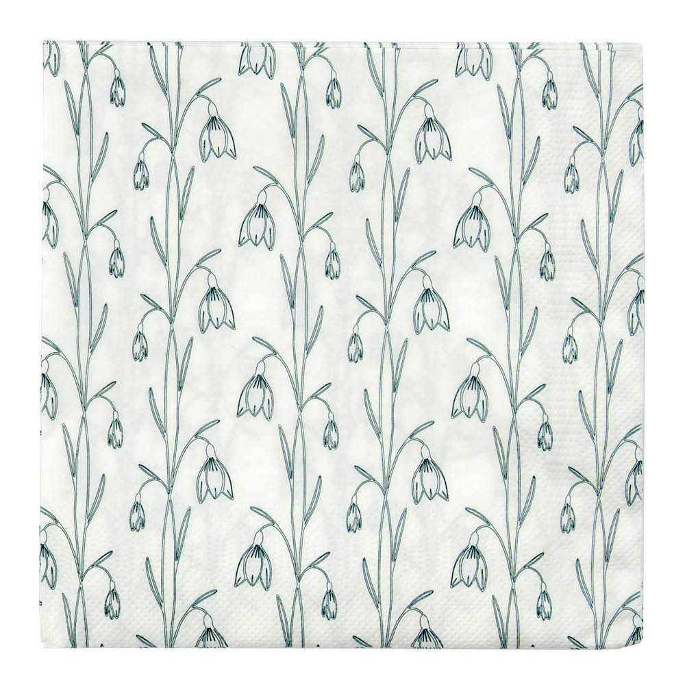 House Doctor - Snowdrop Servetti 33x33 cm 40 kpl Valkoinen/Vihreä