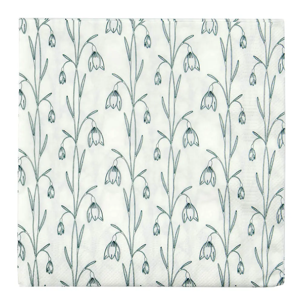 Snowdrop Servetti 33x33 cm 40 kpl Valkoinen/Vihreä