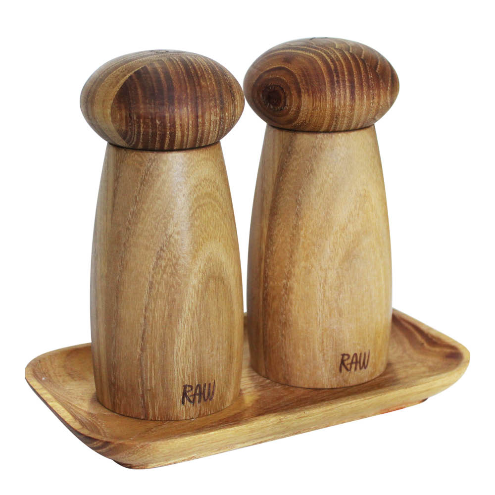 Aida Raw kvernsett med brett 13,5 cm 3 deler teak
