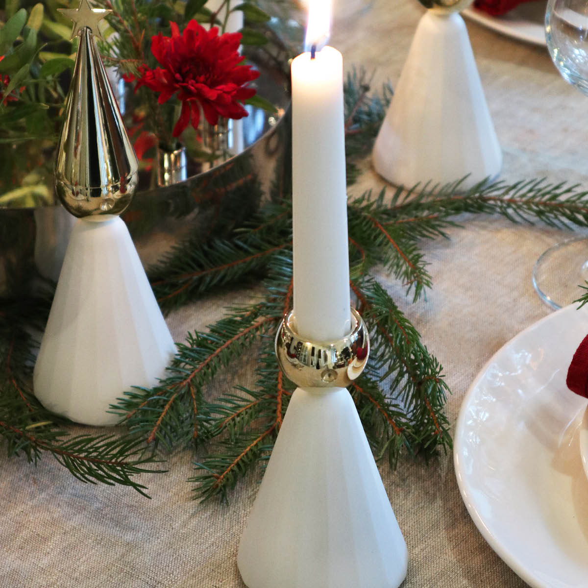 Klong Soprano ljusstake 20 cm vit/mässing