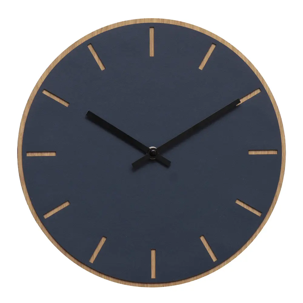 Smokey Blue veggklokke 28 cm blå linoleum m/svart viser