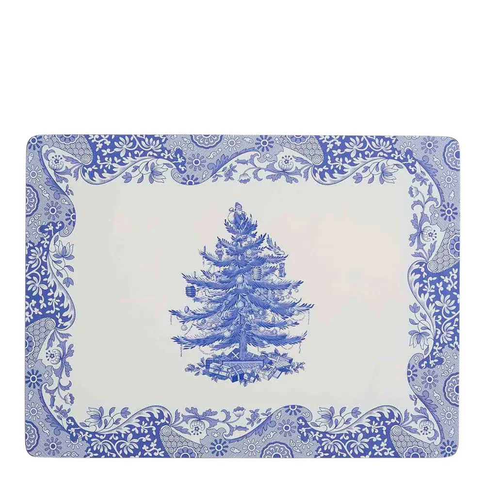 Blue Italian Christmas Tree pöytätabletti 4 kpl sininen/valkoinen
