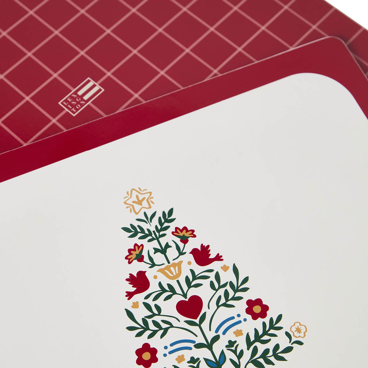 Lexington Dubbelsidig bordstablett i trä 30x40 cm 2-pack röd/ljusbeige