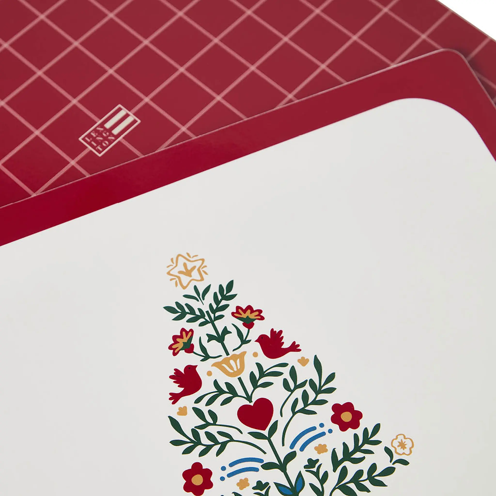 Lexington Dubbelsidig bordstablett i trä 30x40 cm 2-pack röd/ljusbeige