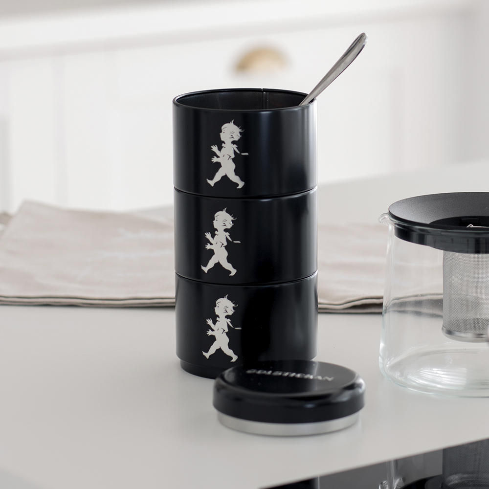 SOLSTICKAN Tredelad Förvaringsburk Svart