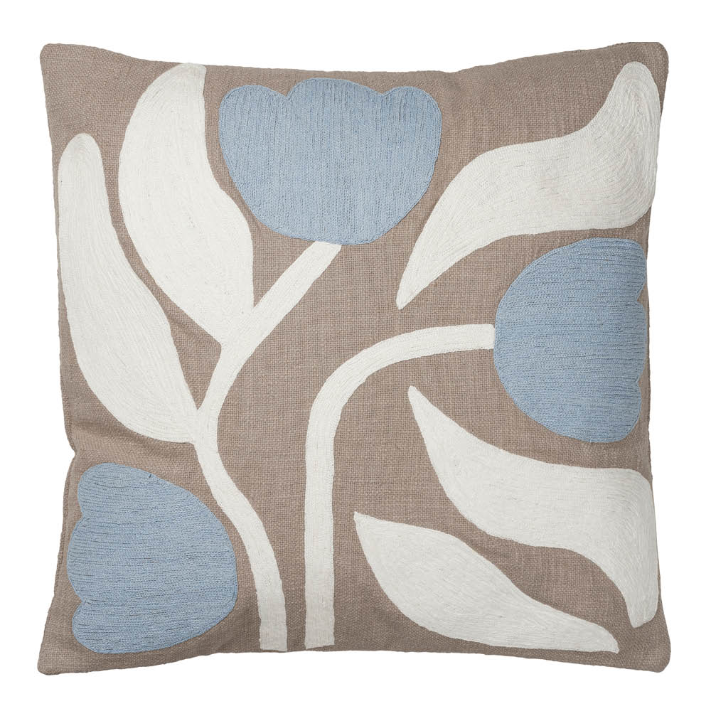Broste Copenhagen - Dora Tyynynpäällinen 50x50 cm Taupe Warm Grey/Light Blue