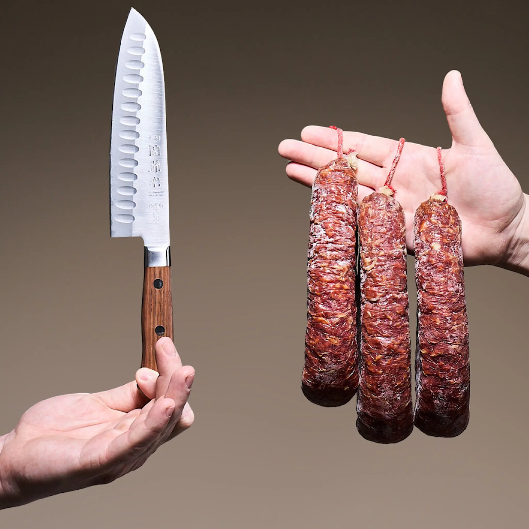 Sekiryu Wood santokukniv med luftfickor 16,5 cm blank/natur