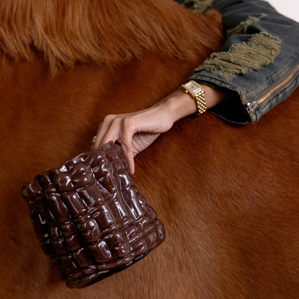 ByOn Laranne lyslykt m 16 cm brun