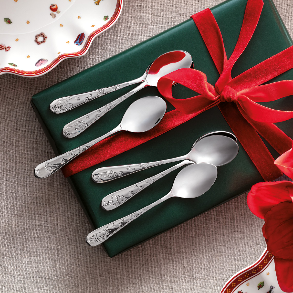 Villeroy & Boch Toy's Delight teskedsset med julmotiv 6-pack stål