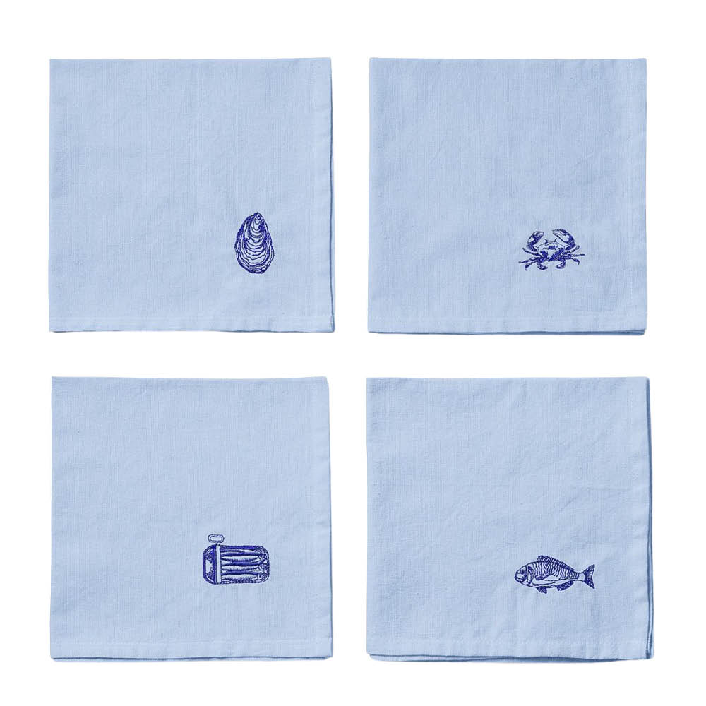 Midnatt Josefin La mer tygservett 40x40 cm 4-pack ljusblå/kobolt
