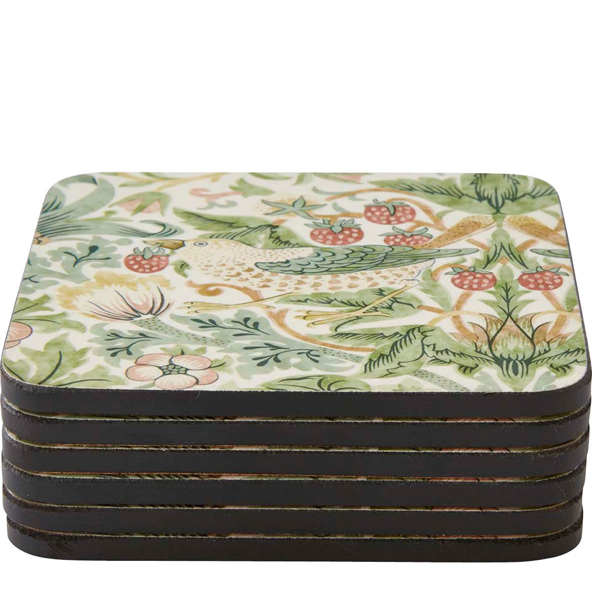 Spode Morris & Co Strawberry Thief glassunderlag 6 stk grønn