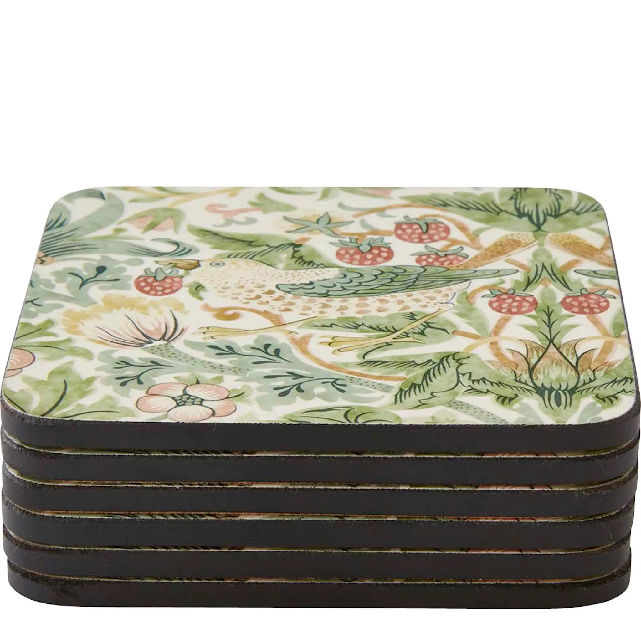 Spode Morris & Co Strawberry Thief glassunderlag 6 stk grønn