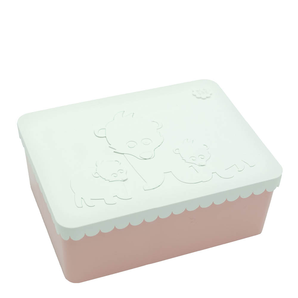 Blafre Björn matlåda plast tre fack 14x19 cm vit/rosa