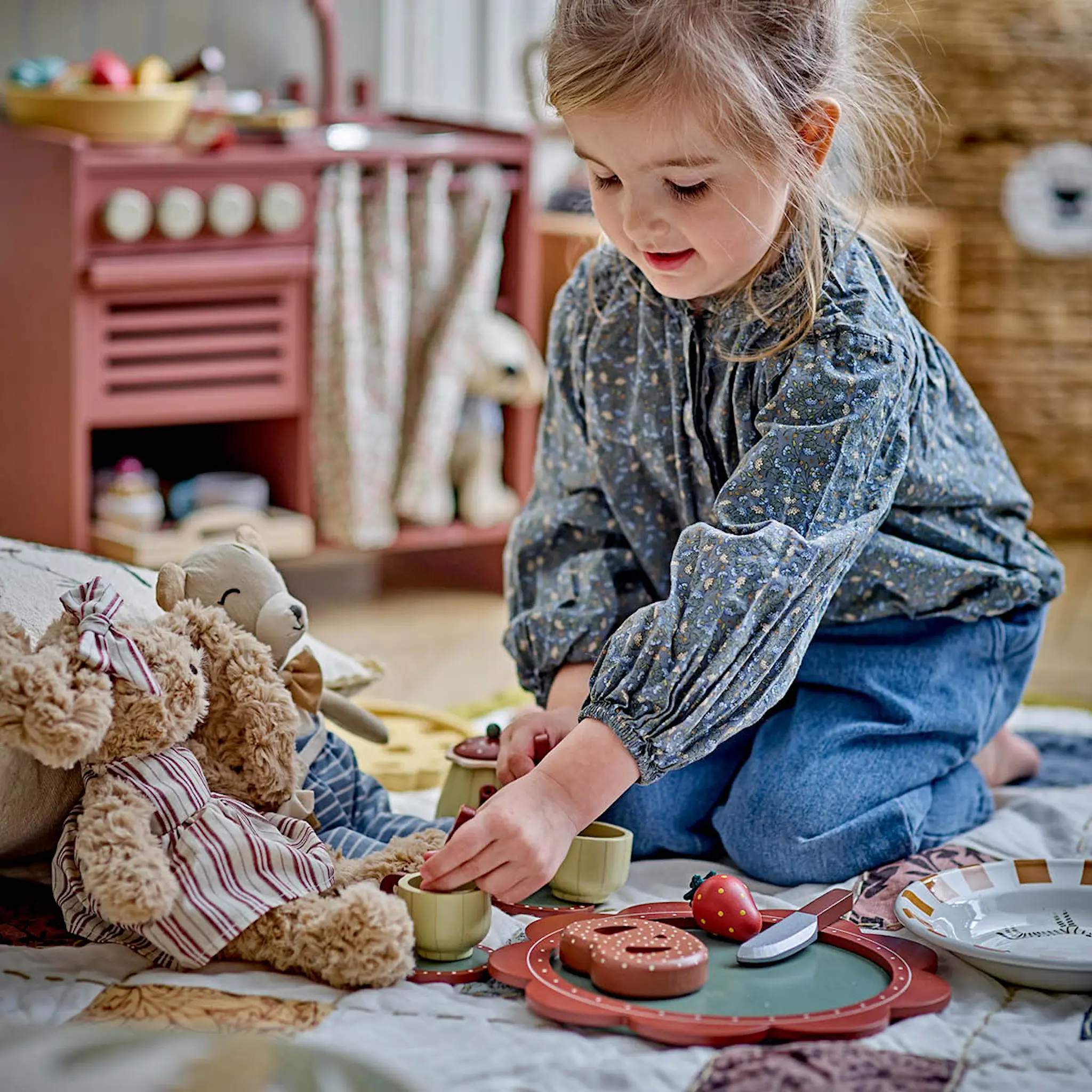 Bloomingville MINI Bette köksset leksak för barn 9 delar trä