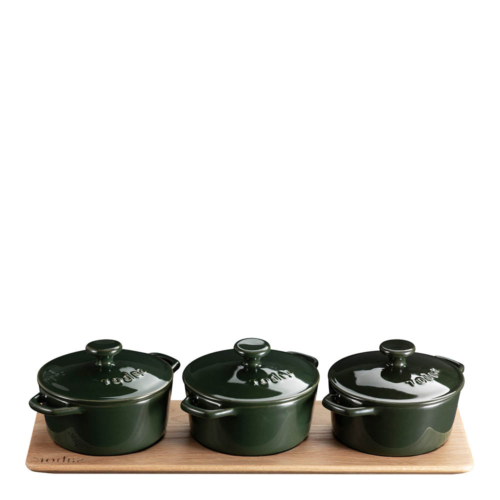 Sabor Minigryta serveringsset 3-pack 0,3 L natur/mörkgrön