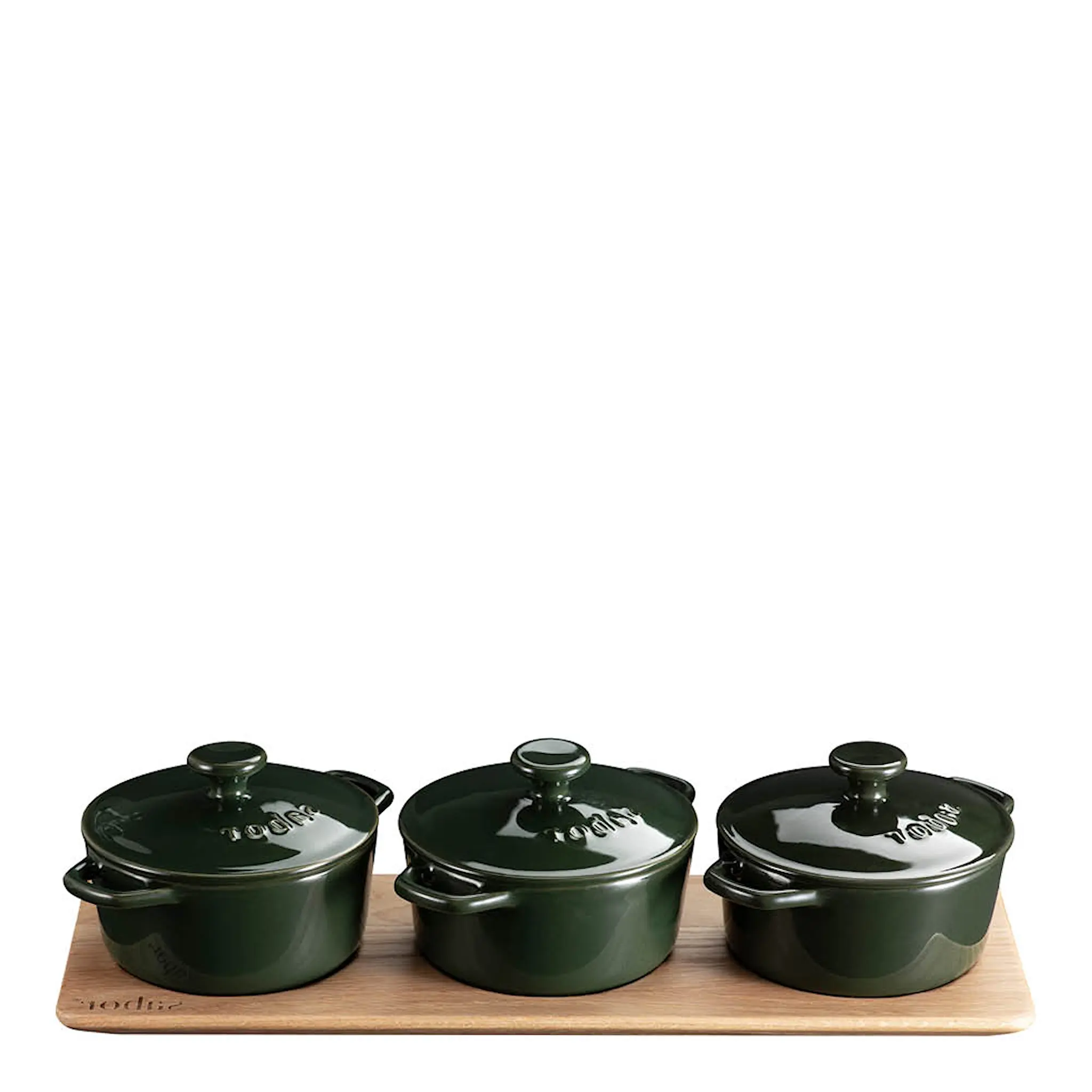Sabor Minigryta serveringsset 3-pack 0,3 L natur/mörkgrön