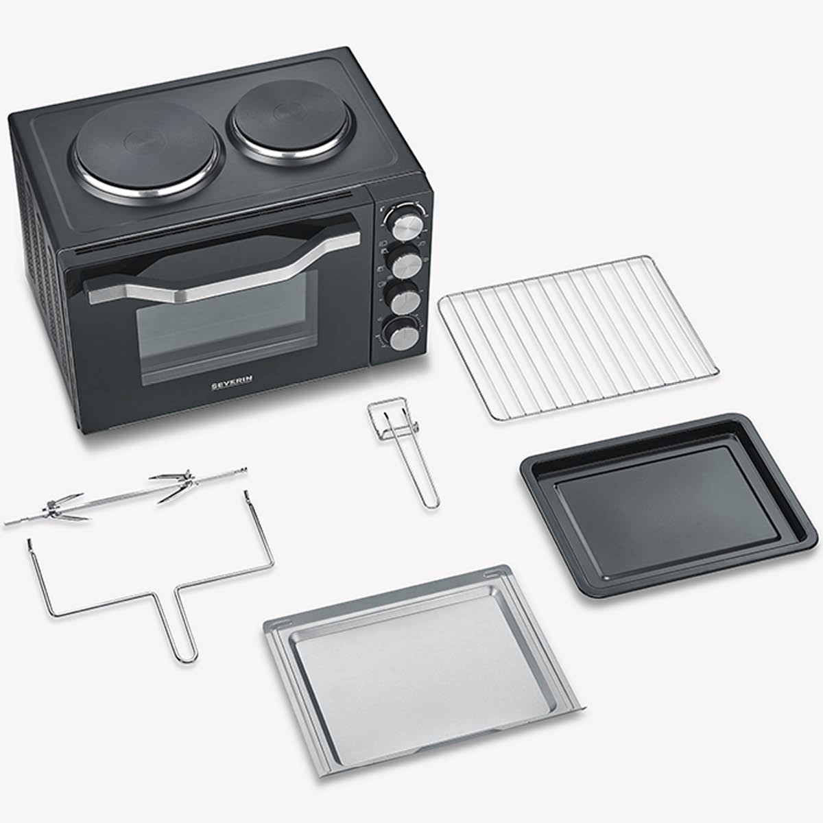 Severin Elektrisk ugn med 2 kokplattor TO2074 30L 2500W svart