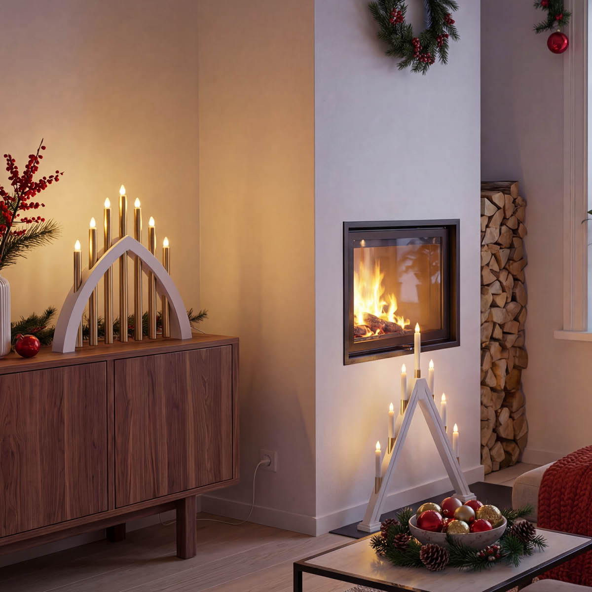 Aneta Lighting Gotland adventsstake 45 cm hvit/matt messing
