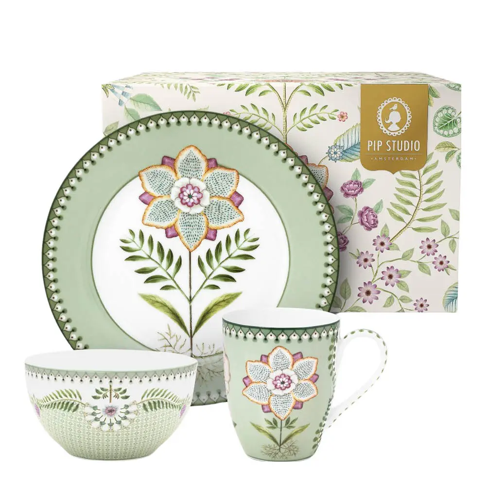 Lily & Lotus frokostsett 3 deler lysegrønn