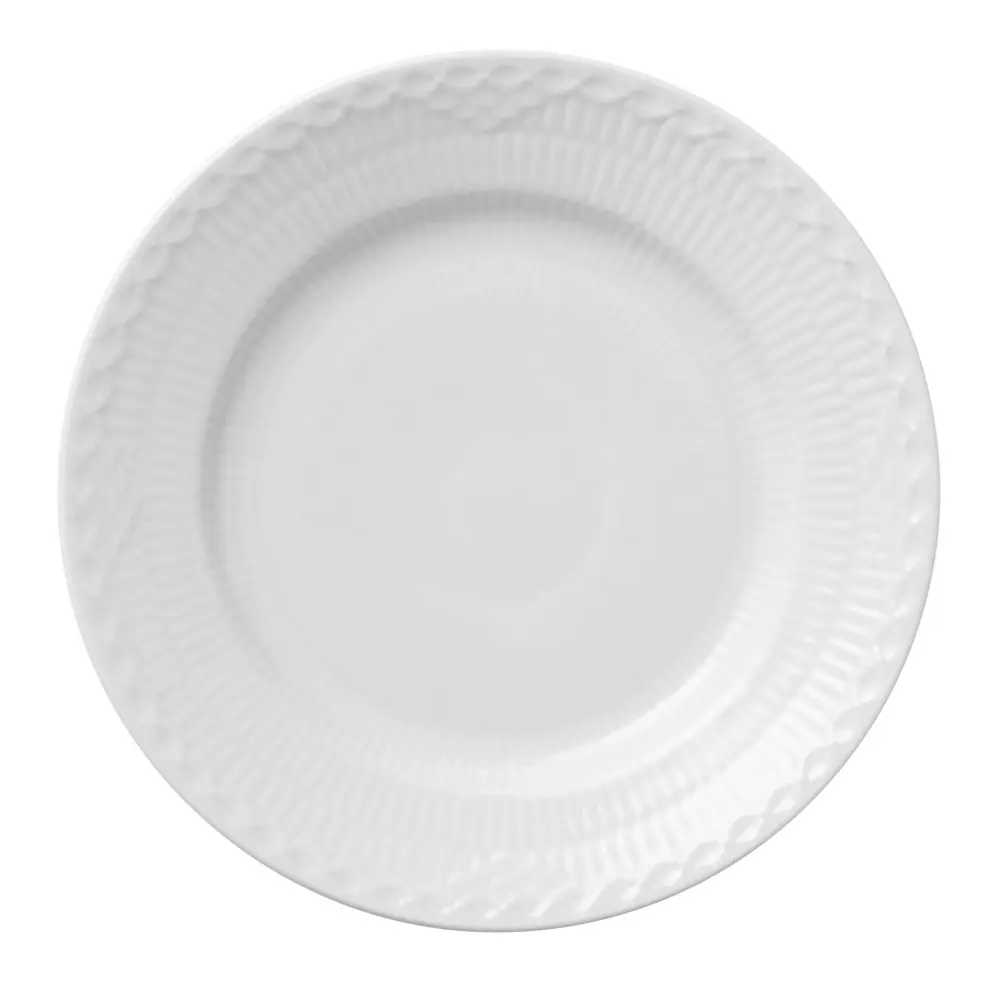 Hvit Riflet Halvblonde tallerken 17 cm