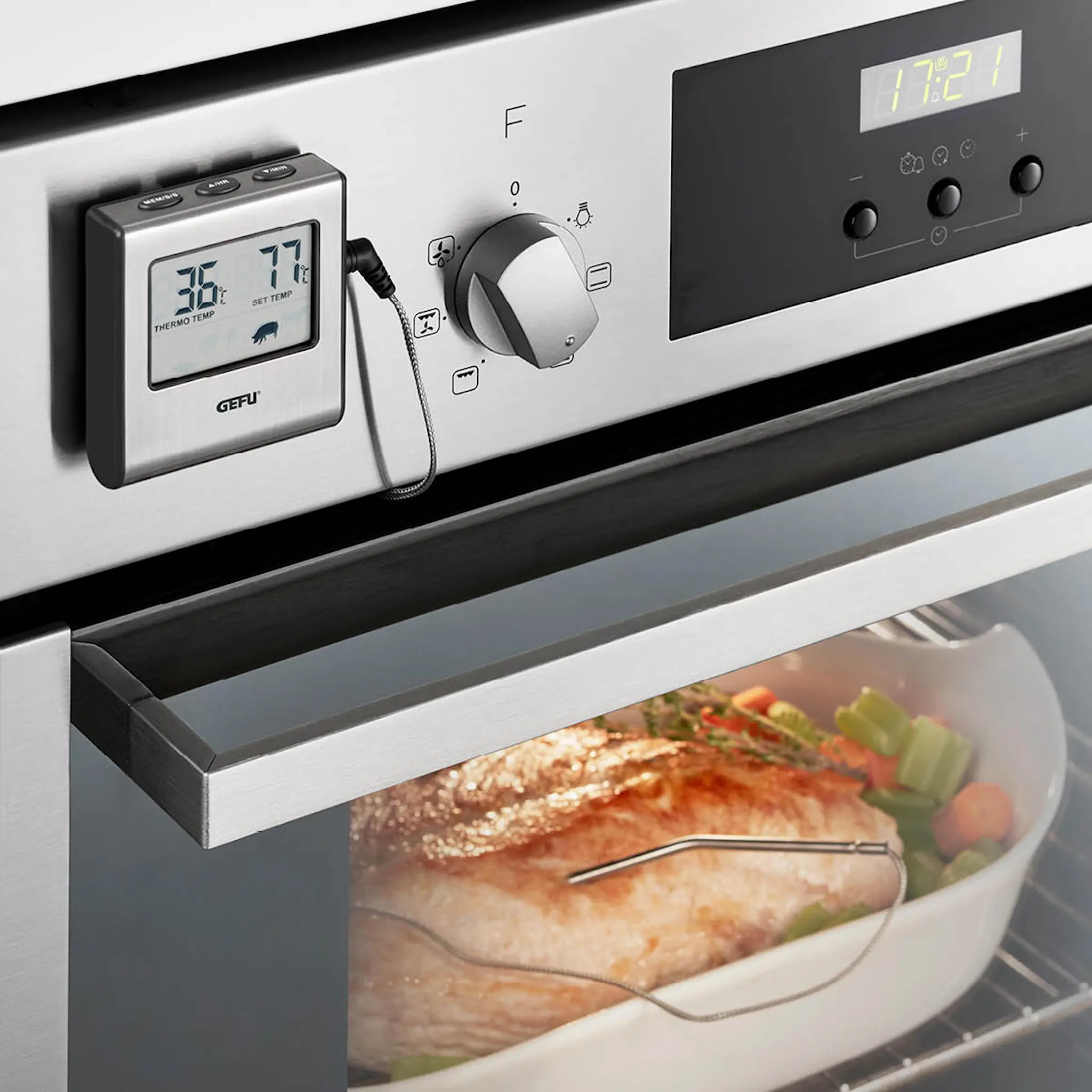 Gefu Tempere digital stektermometer stål/svart