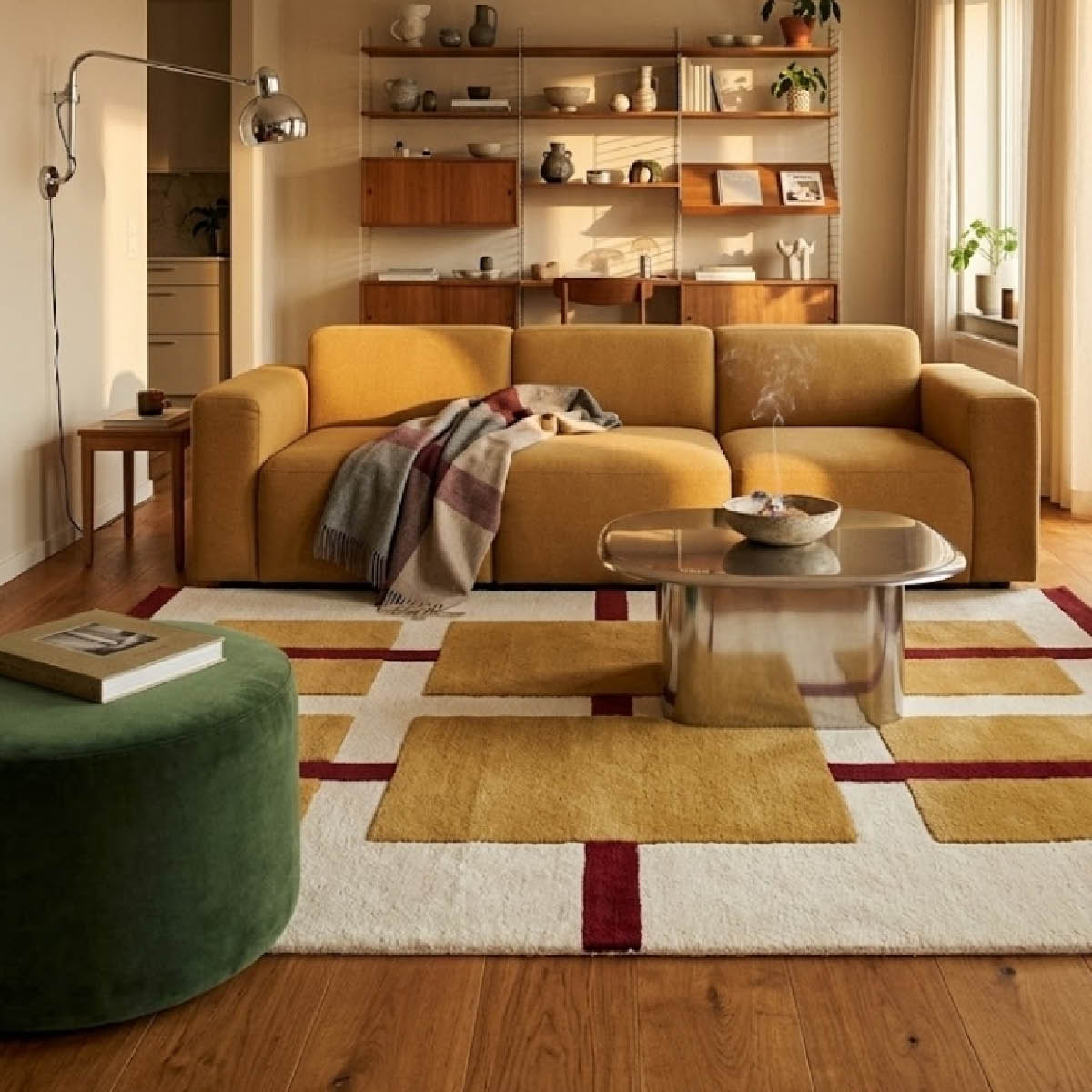 Deco Nord Aura ullmatta 200x300 cm ivory röd gul