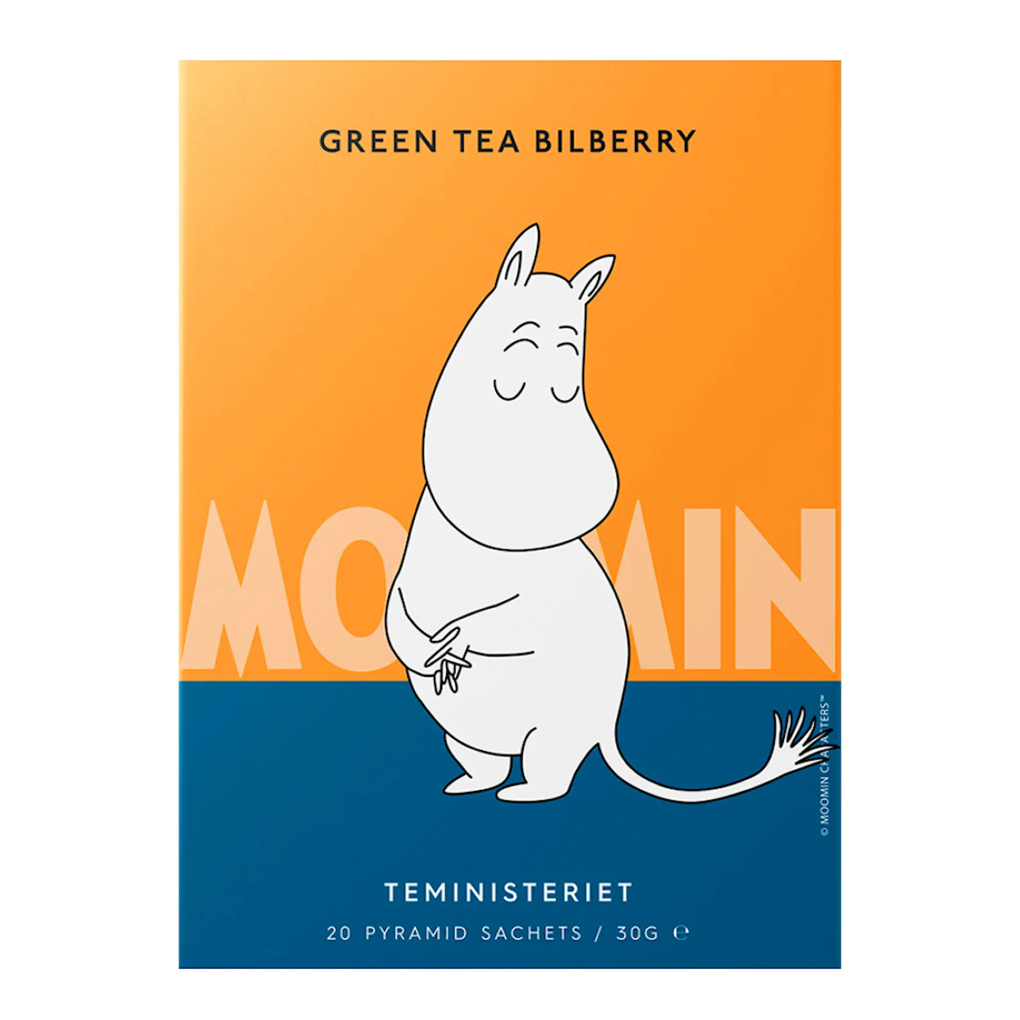 Moomin Mumin pyramidpåse Mumintrollet grönt te blåbär 20-pack