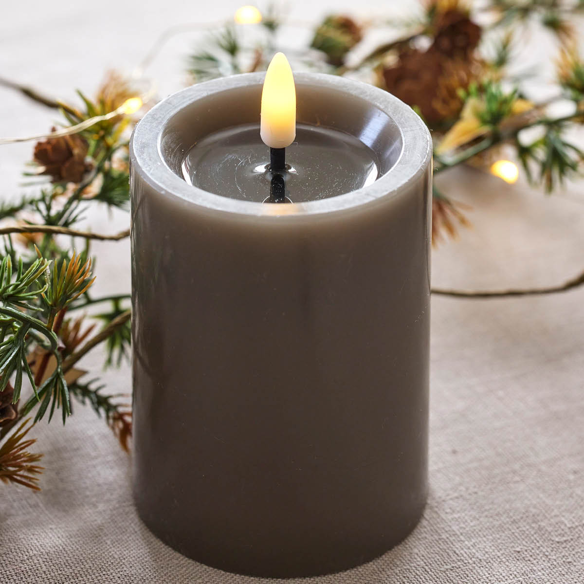 Edelweiss LED Pöytäkynttilä 7,5x12,5 cm Taupe