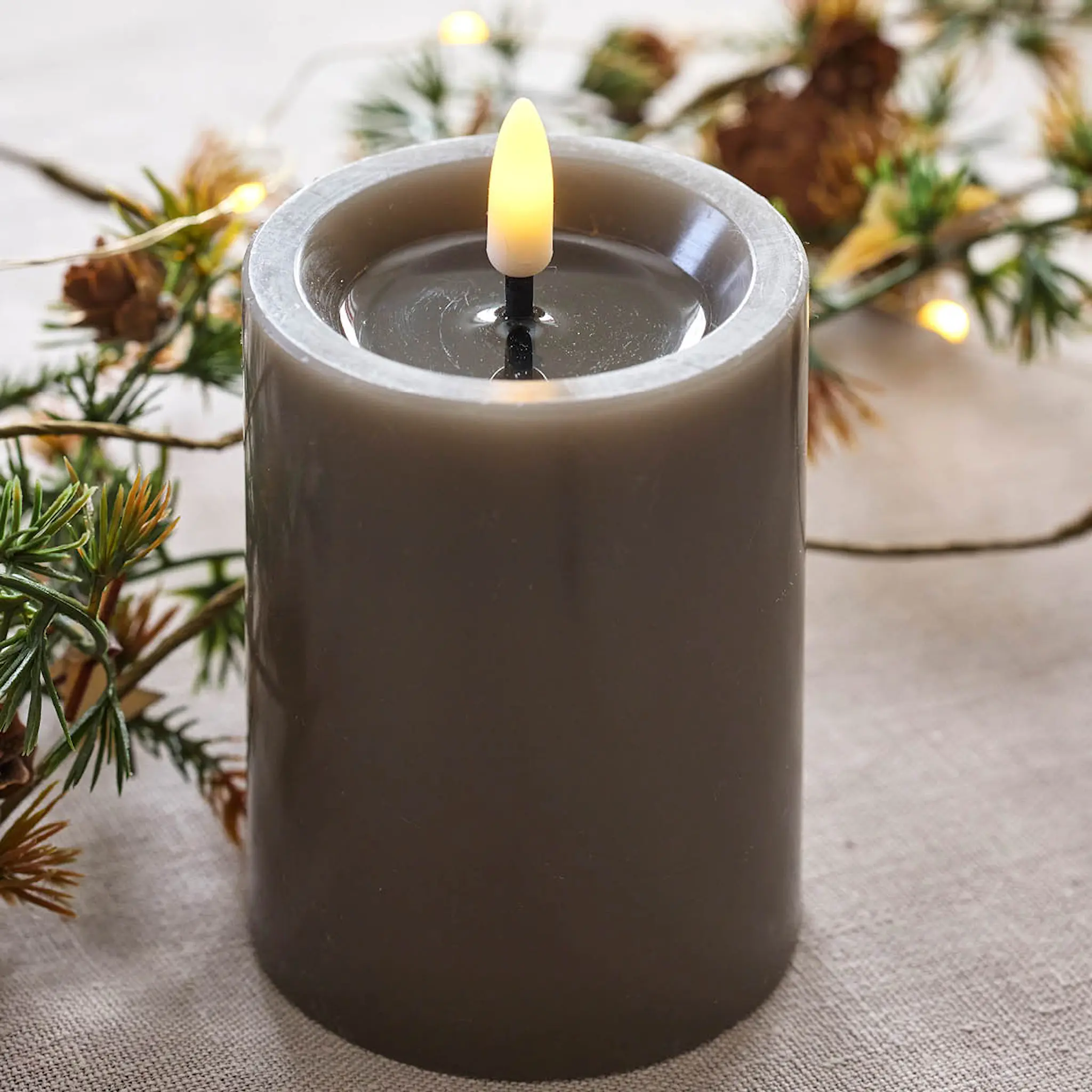 Edelweiss LED blockljus 7,5x12,5 cm taupe