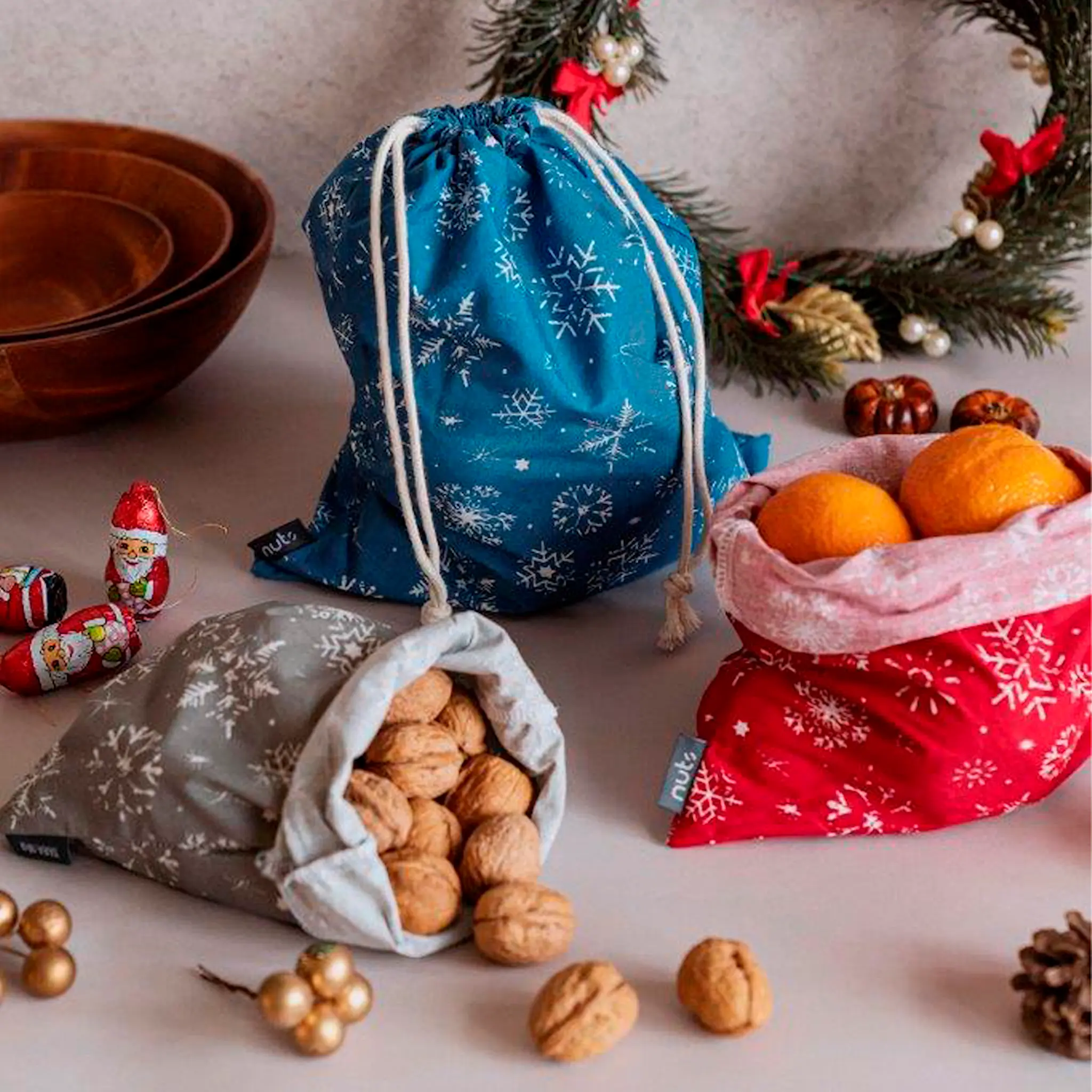 Nuts Innovations Frukt & Gröntpåse 3-pack Vinterprint