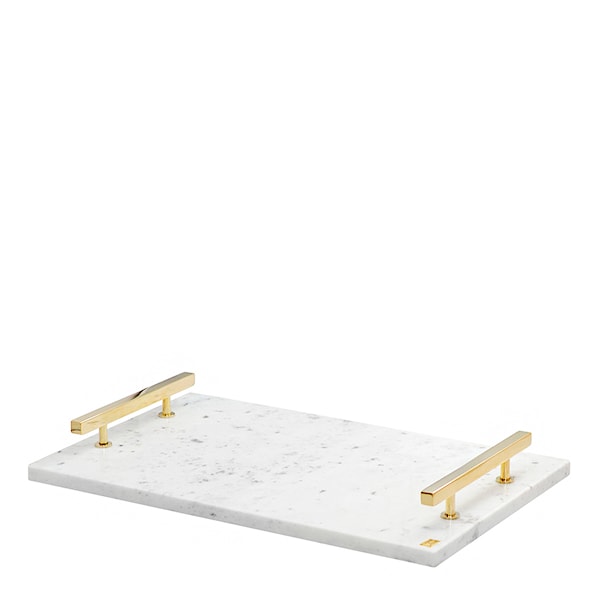 Marmorbricka med handtag Vit/Mässing